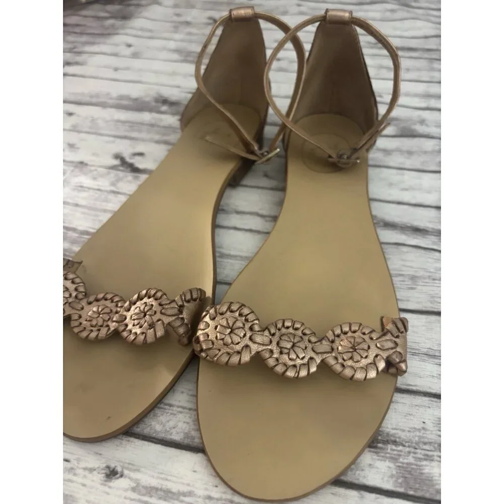Jack Rogers Daphne Medallion Flat‎ Sandal (Women) 8.5 Rose Gold